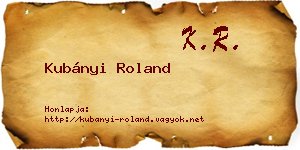 Kubányi Roland névjegykártya